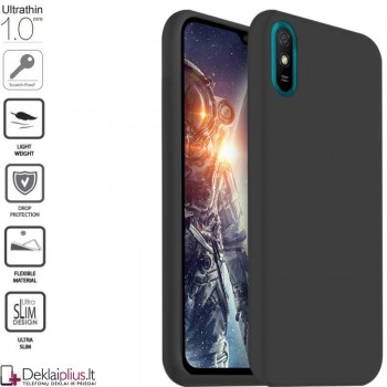 Silikoninis 1mm. storio dėklas - juodas (Xiaomi Redmi 9A)